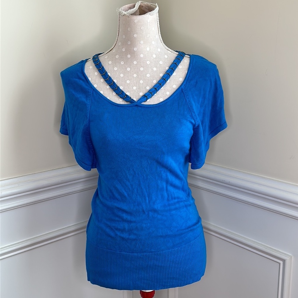 Cache Blue Knit Top Sz S